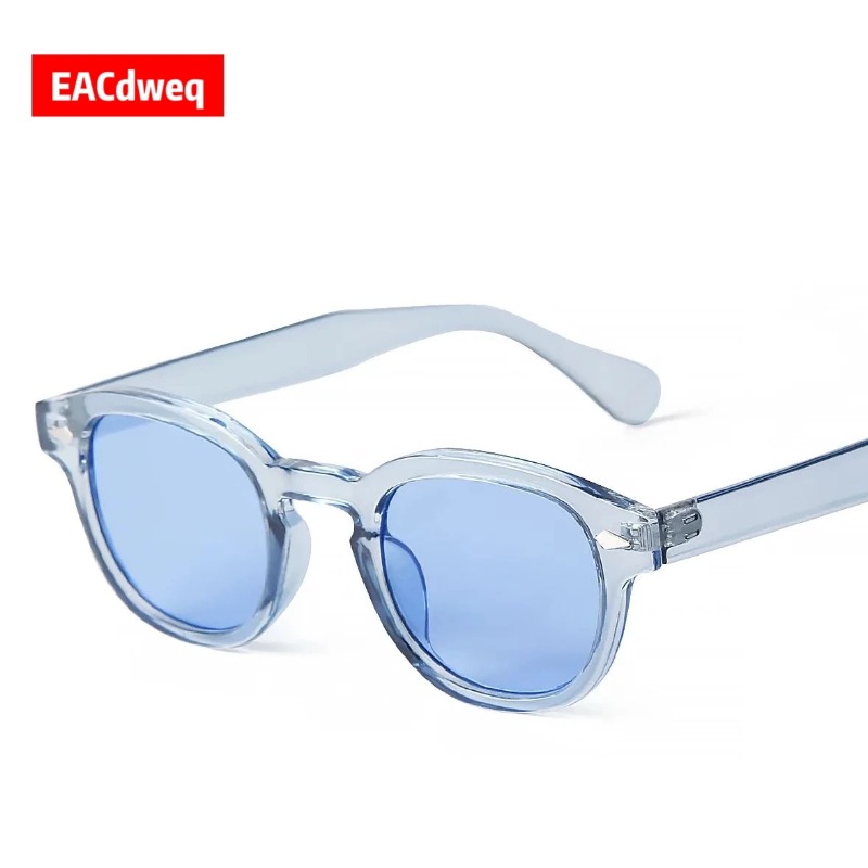 Men'S Fashion Glasses - نظارات شمسية دائرية شفافة زرقاء أنيقة