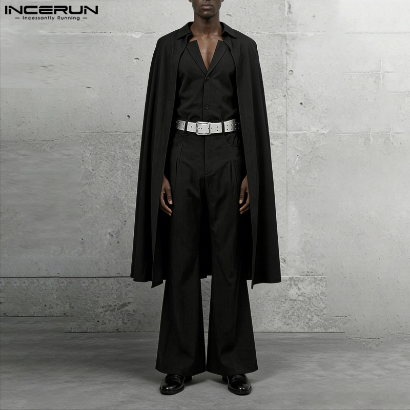 Mens Fashion Streetwear - طقم رجالي من INCERUN بلون موحد،