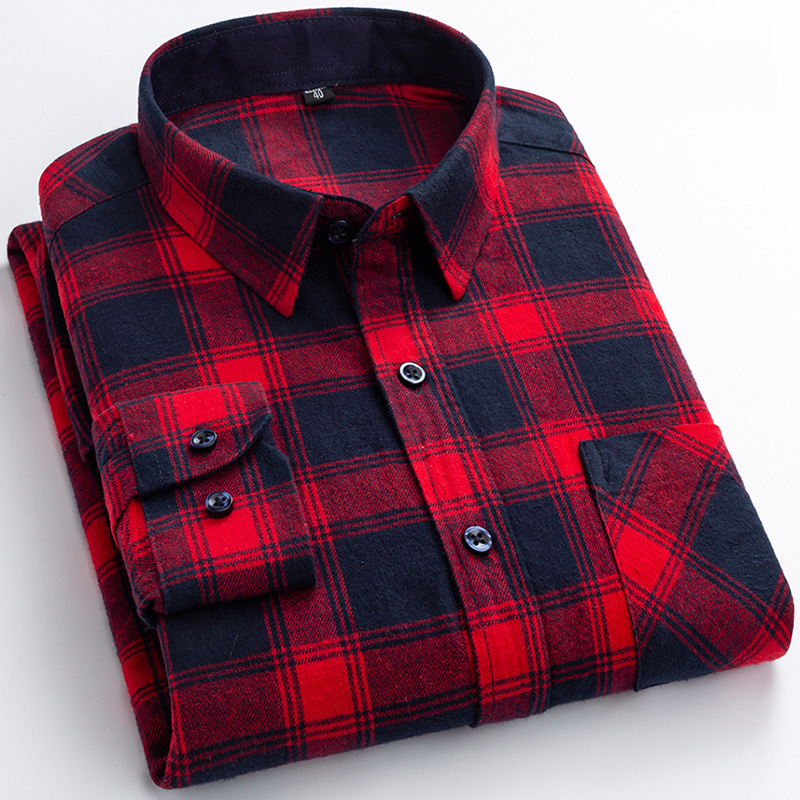 Dress Shirt Non-Iron - جديد الفانيلا قمصان مربعة النقش للرجال