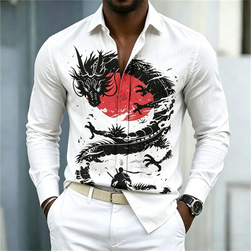 Mens Fashion Streetwear - قميص رجالي جديد لعام 2026 بنمط