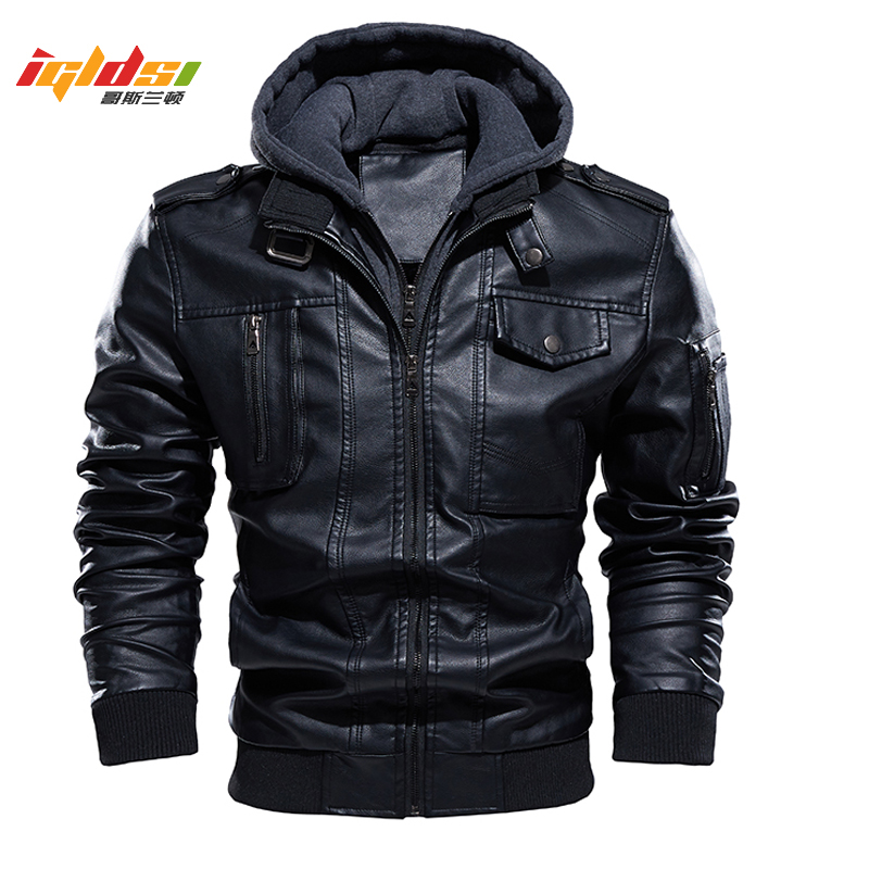Bomber Jacket Men - دراجة نارية سترة جلدية الرجال زائد