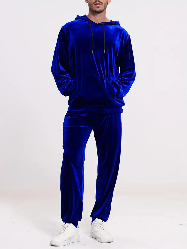 Mens Fashion Vintage - طقم رجالي من قطعتين بلون موحد
