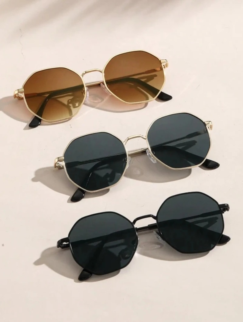 Men'S Fashion Glasses - 1/3 قطعة نظارات شمسية بإطار معدني