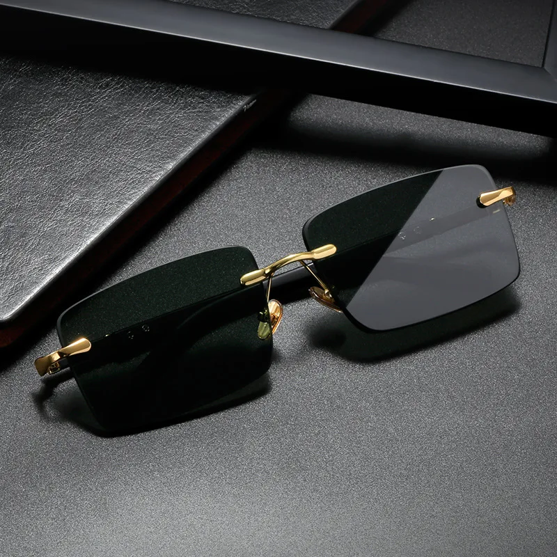 Men'S Fashion Rimless Glasses - نظارات شمسية مستطيلة أنيقة للرجال والنساء،