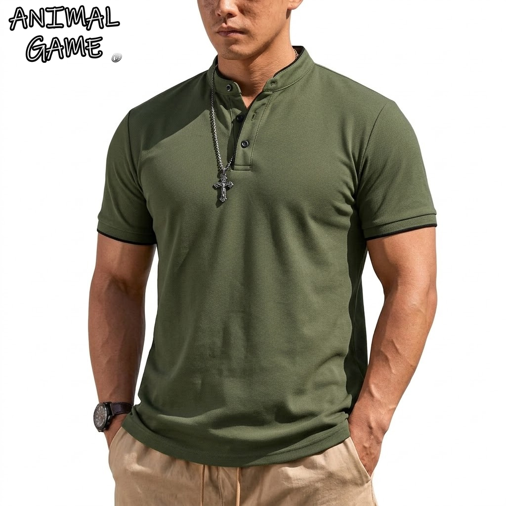 Men'S Fashion Trends 2025 - قميص هينلي صيفي بأكمام قصيرة للرجال،