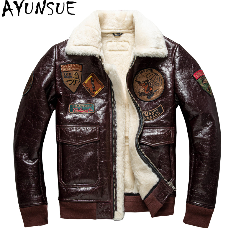 Bomber Jacket Men - سترة شتوية من الجلد من AYUNSUE