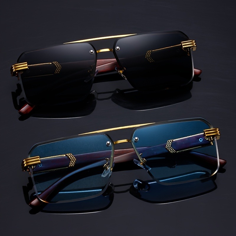 نظارات شمسية مستطيلة عصرية بتص - مراجعة Men'S Fashion Rimless Glasses وسعره
