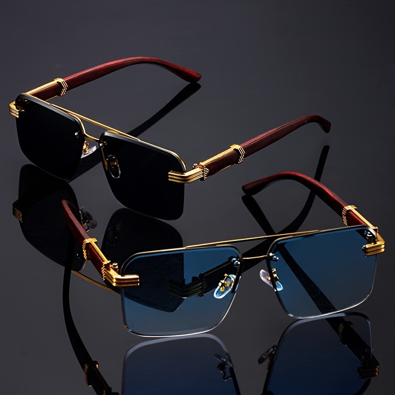 نظارات شمسية مستطيلة عصرية بتص - مراجعة Men'S Fashion Rimless Glasses وسعره