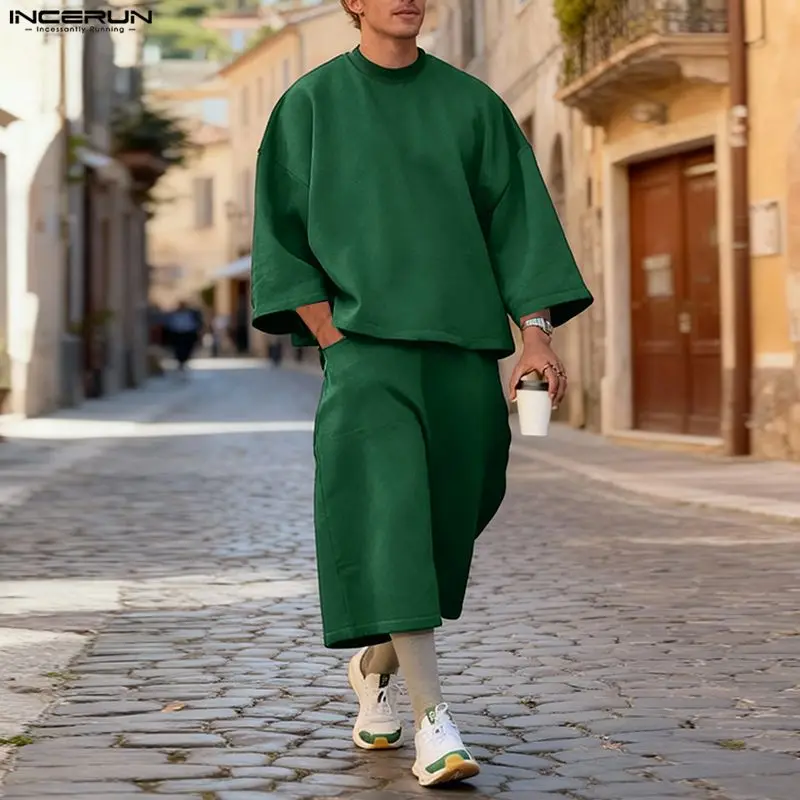 طقم رجالي من INCERUN بلون موحد - مراجعة Mens Fashion Streetwear وسعره