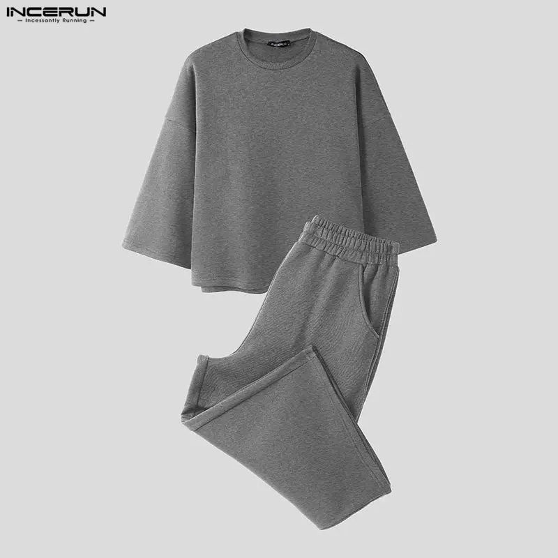 طقم رجالي من INCERUN بلون موحد - مراجعة Mens Fashion Streetwear وسعره