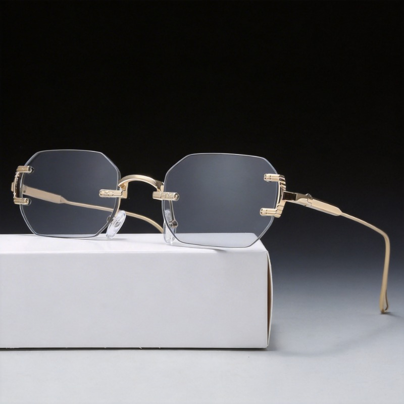 نظارات شمسية بدون إطار مستطيلة - مراجعة Men'S Fashion Rimless Glasses وسعره