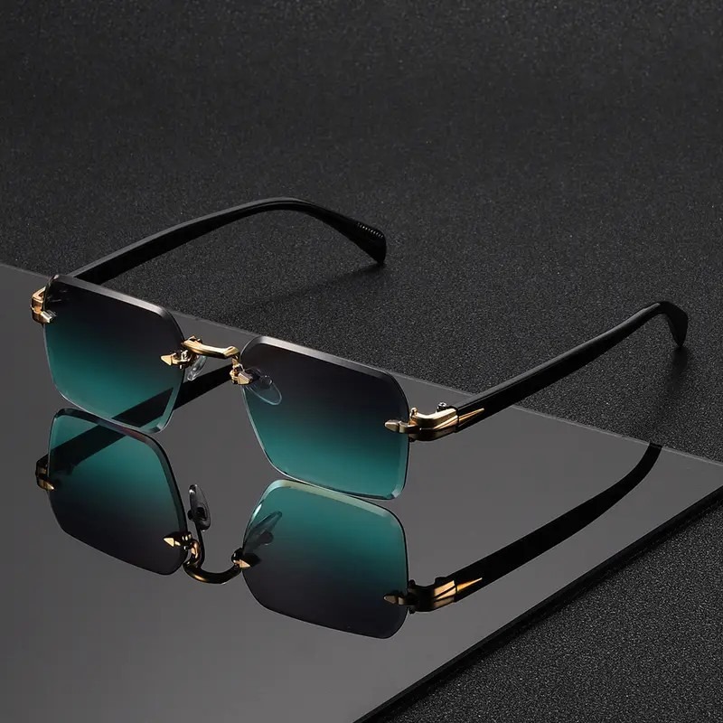 نظارات شمسية بدون إطار مستطيلة - مراجعة Men'S Fashion Rimless Glasses وسعره