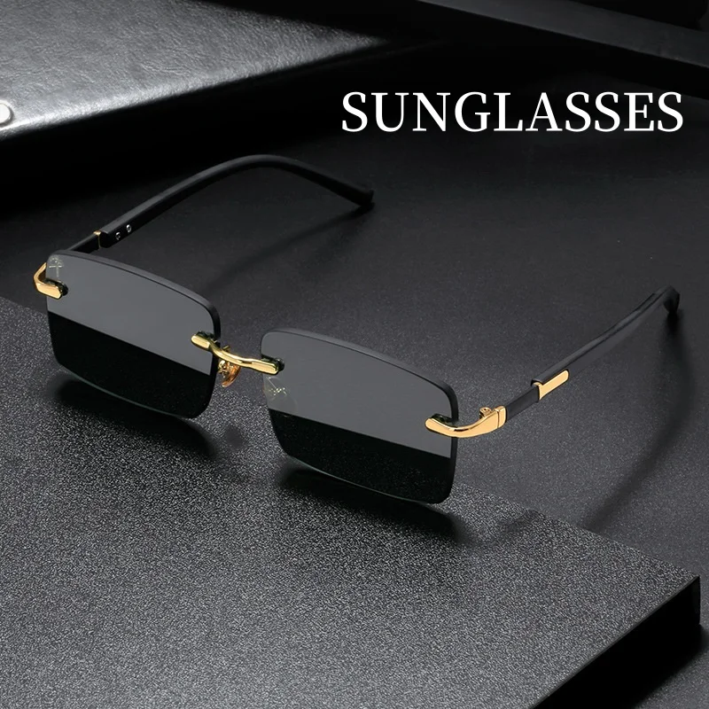 نظارات شمسية مستطيلة أنيقة للر - مراجعة Men'S Fashion Rimless Glasses وسعره