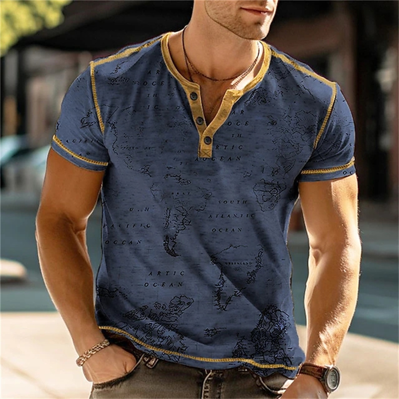 قمصان هنري للرجال بطباعة ثلاثي - مراجعة Mens Fashion Vintage وسعره