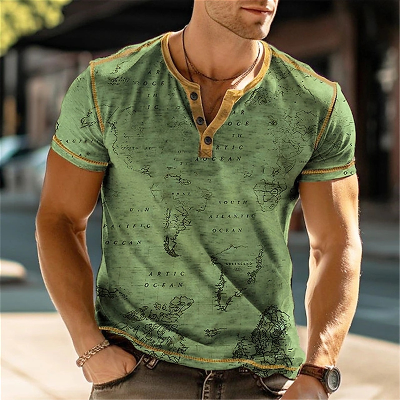 قمصان هنري للرجال بطباعة ثلاثي - مراجعة Mens Fashion Vintage وسعره